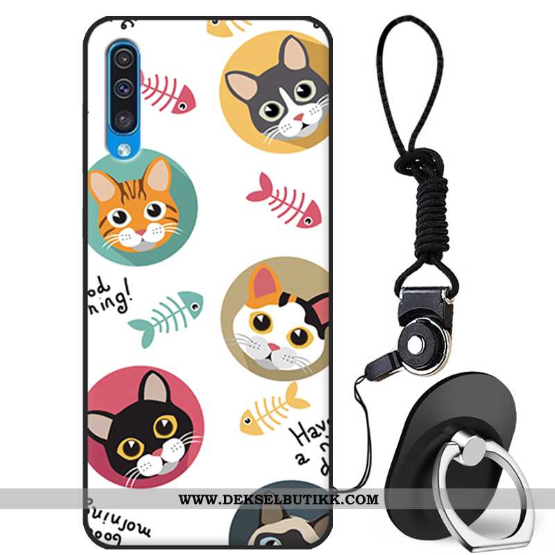 Deksel Samsung Galaxy A50 Silikon Etui Cartoon Hvit Hvitt, Samsung Galaxy A50 Beskyttelse På Nett