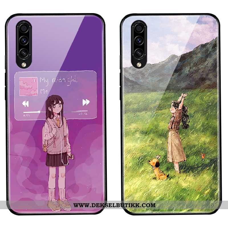 Deksel Samsung Galaxy A50s Glass Lilla Enkel Silikon, Etui Samsung Galaxy A50s Vakker Billig