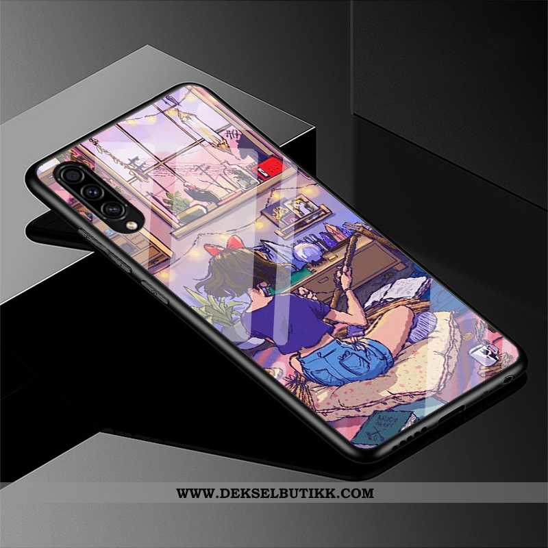 Deksel Samsung Galaxy A50s Glass Lilla Enkel Silikon, Etui Samsung Galaxy A50s Vakker Billig