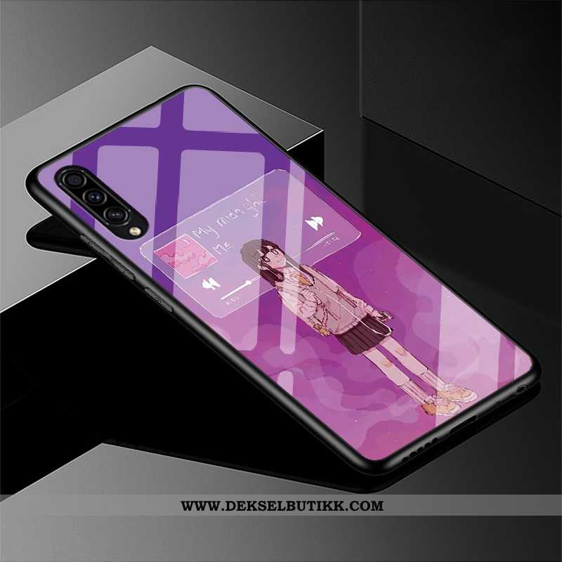 Deksel Samsung Galaxy A50s Glass Lilla Enkel Silikon, Etui Samsung Galaxy A50s Vakker Billig