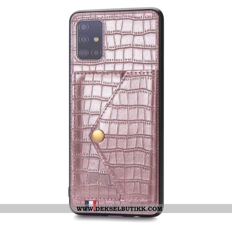 Deksel Samsung Galaxy A51 Lommebok Silikon Mobiltelefon Anti-fall Grønn, Etui Samsung Galaxy A51 Møn