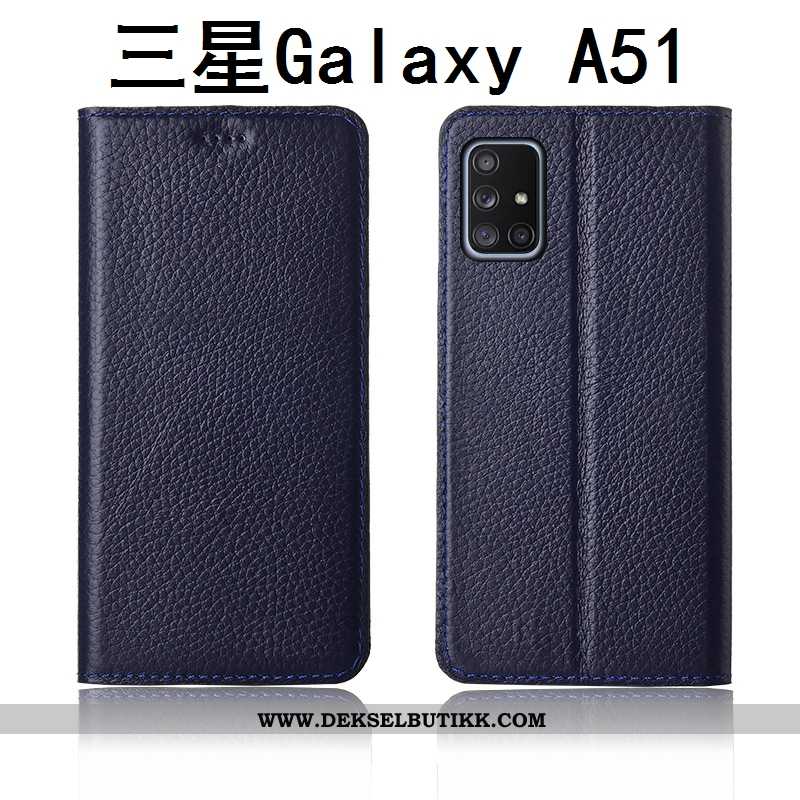 Deksel Samsung Galaxy A51 Nubuck Etui Mobiltelefon Beskyttelsedeksel Khaki, Samsung Galaxy A51 Skinn