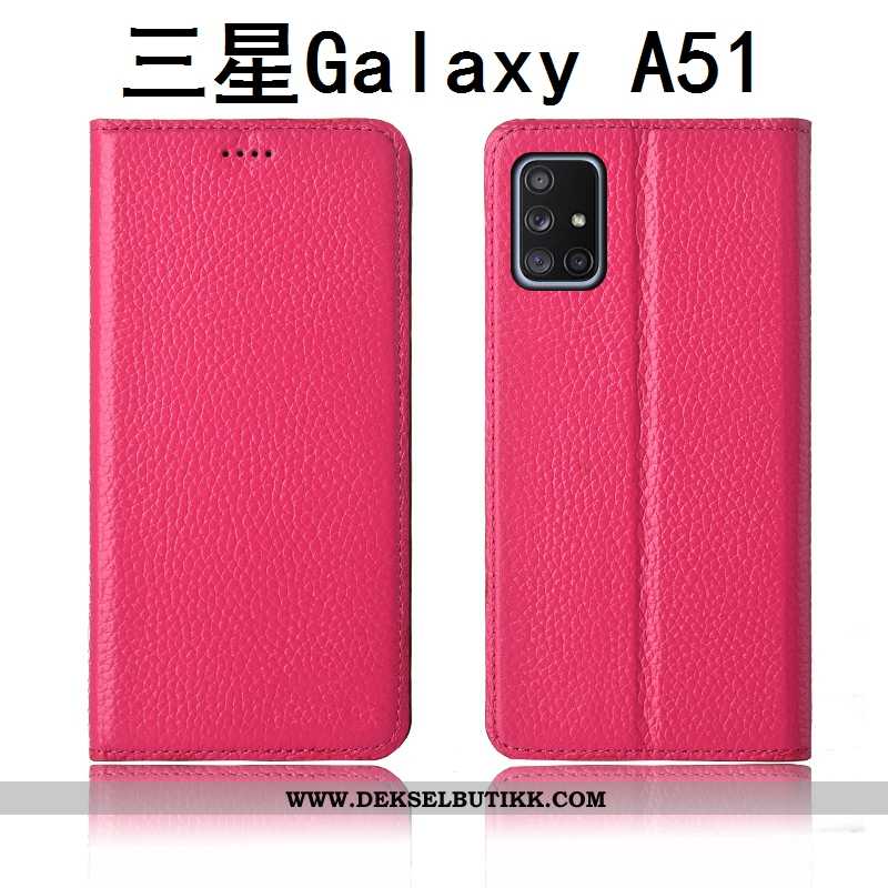 Deksel Samsung Galaxy A51 Nubuck Etui Mobiltelefon Beskyttelsedeksel Khaki, Samsung Galaxy A51 Skinn