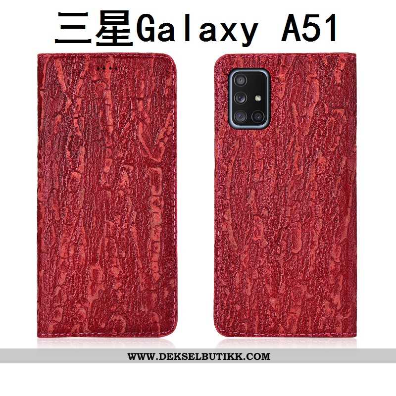 Deksel Samsung Galaxy A51 Nubuck Stjernene Clamshell Svart, Etui Samsung Galaxy A51 Skinn Billige