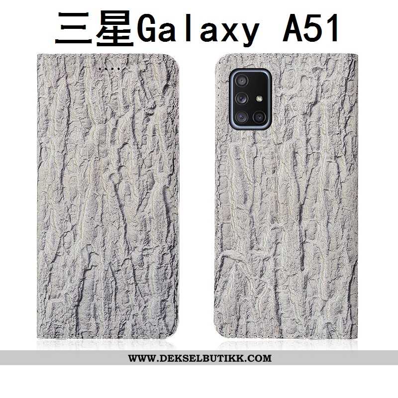 Deksel Samsung Galaxy A51 Nubuck Stjernene Clamshell Svart, Etui Samsung Galaxy A51 Skinn Billige