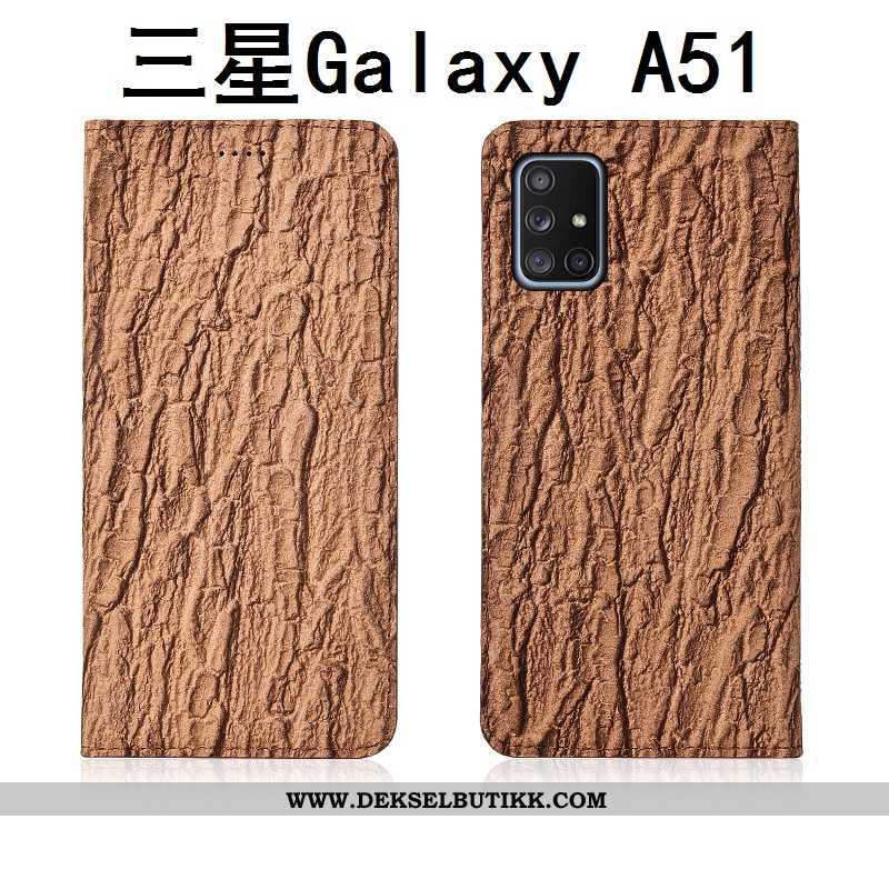 Deksel Samsung Galaxy A51 Nubuck Stjernene Clamshell Svart, Etui Samsung Galaxy A51 Skinn Billige