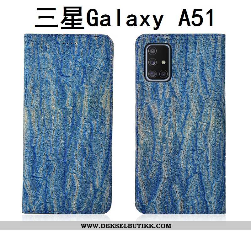 Deksel Samsung Galaxy A51 Nubuck Stjernene Clamshell Svart, Etui Samsung Galaxy A51 Skinn Billige