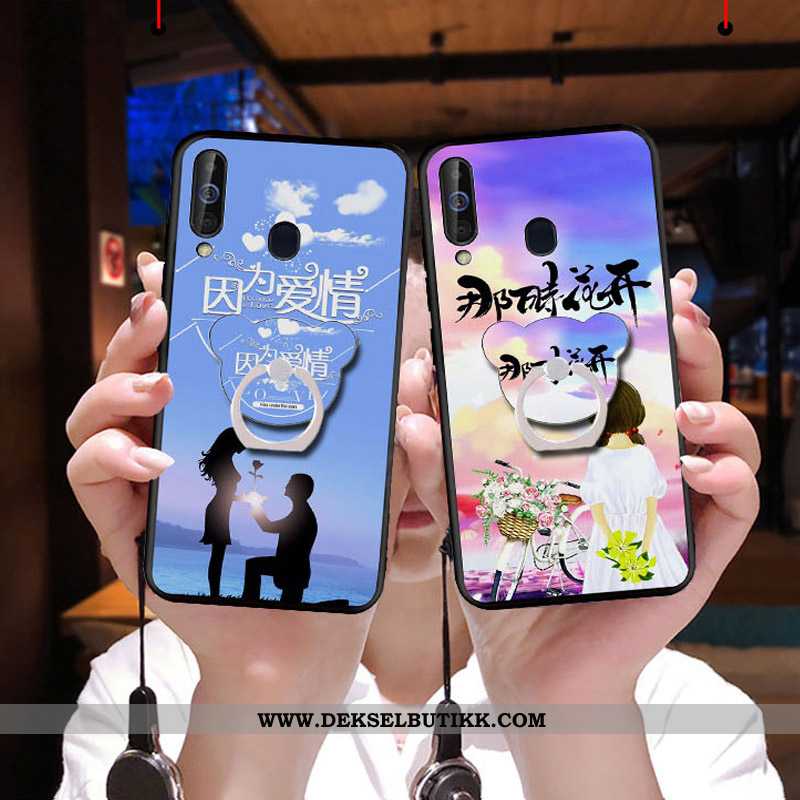 Deksel Samsung Galaxy A60 Cartoon Blå Svart Etui, Samsung Galaxy A60 Myke Billige