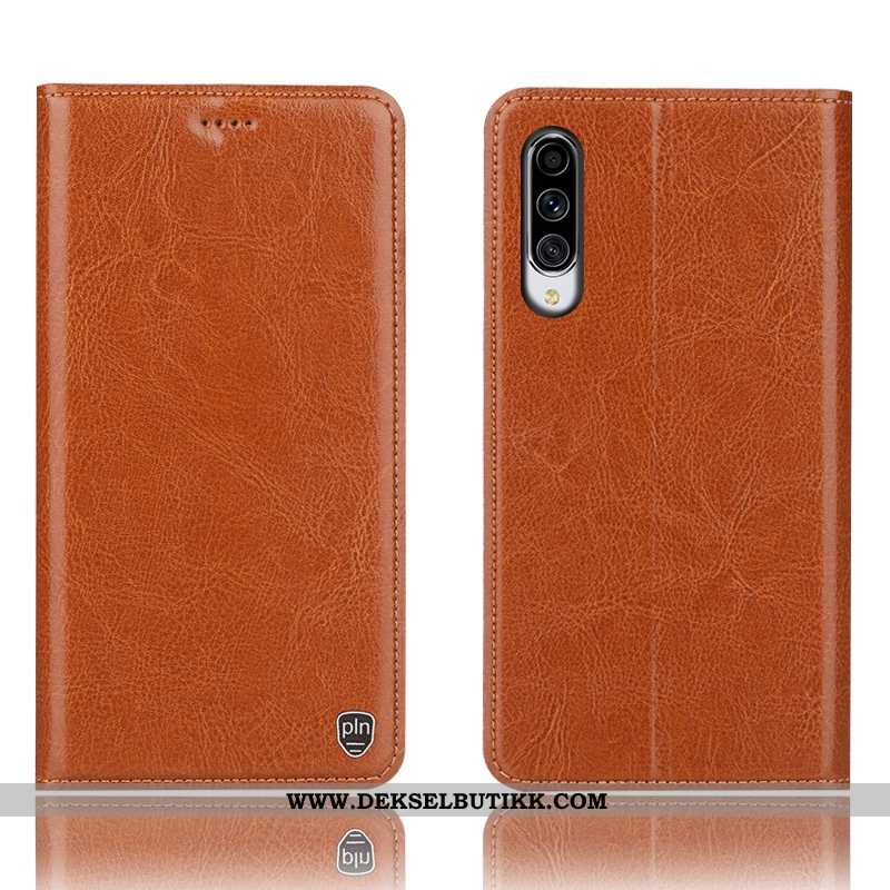 Deksel Samsung Galaxy A70 Mønster Skinn Folio Anti-fall Khaki, Etui Samsung Galaxy A70 Skinndeksel B