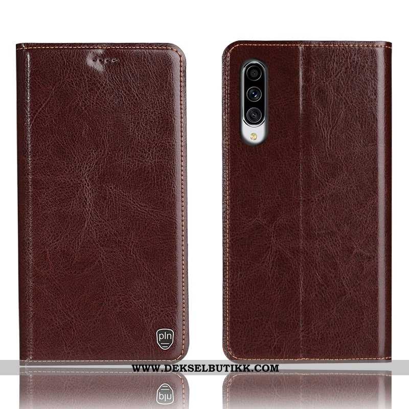 Deksel Samsung Galaxy A70 Mønster Skinn Folio Anti-fall Khaki, Etui Samsung Galaxy A70 Skinndeksel B