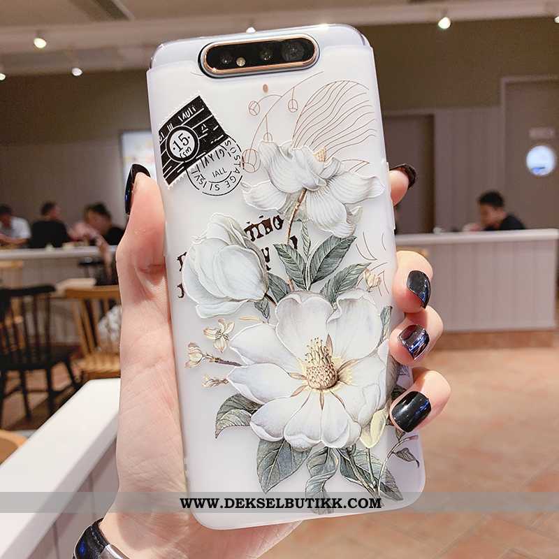 Deksel Samsung Galaxy A80 Myke Fugl Gjennomsiktig Blomster Hvitt, Etui Samsung Galaxy A80 Silikon Ra