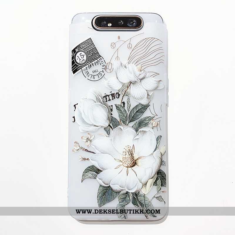 Deksel Samsung Galaxy A80 Myke Fugl Gjennomsiktig Blomster Hvitt, Etui Samsung Galaxy A80 Silikon Ra