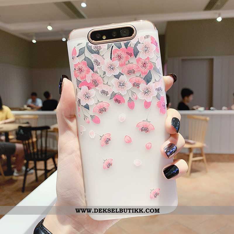 Deksel Samsung Galaxy A80 Myke Fugl Gjennomsiktig Blomster Hvitt, Etui Samsung Galaxy A80 Silikon Ra