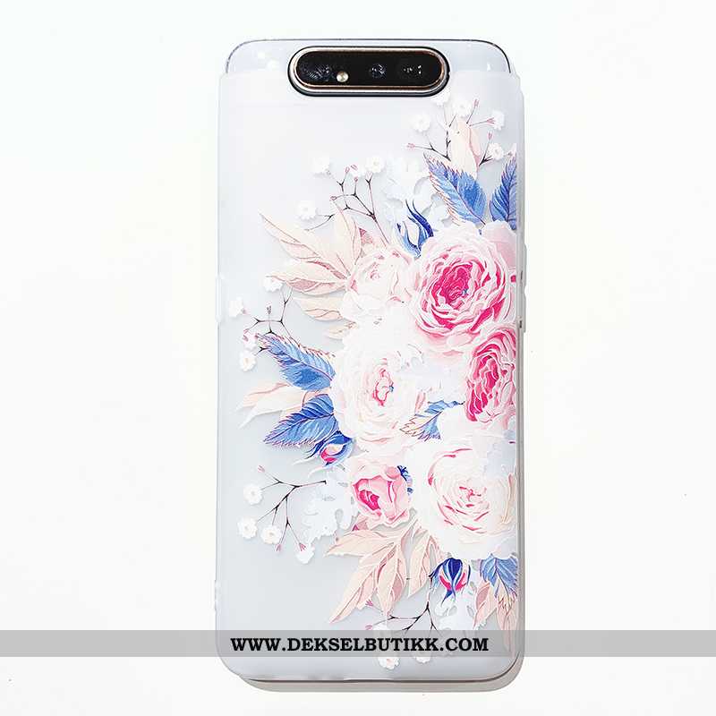 Deksel Samsung Galaxy A80 Myke Fugl Gjennomsiktig Blomster Hvitt, Etui Samsung Galaxy A80 Silikon Ra