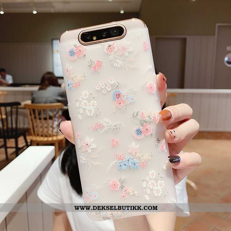 Deksel Samsung Galaxy A80 Myke Fugl Gjennomsiktig Blomster Hvitt, Etui Samsung Galaxy A80 Silikon Ra