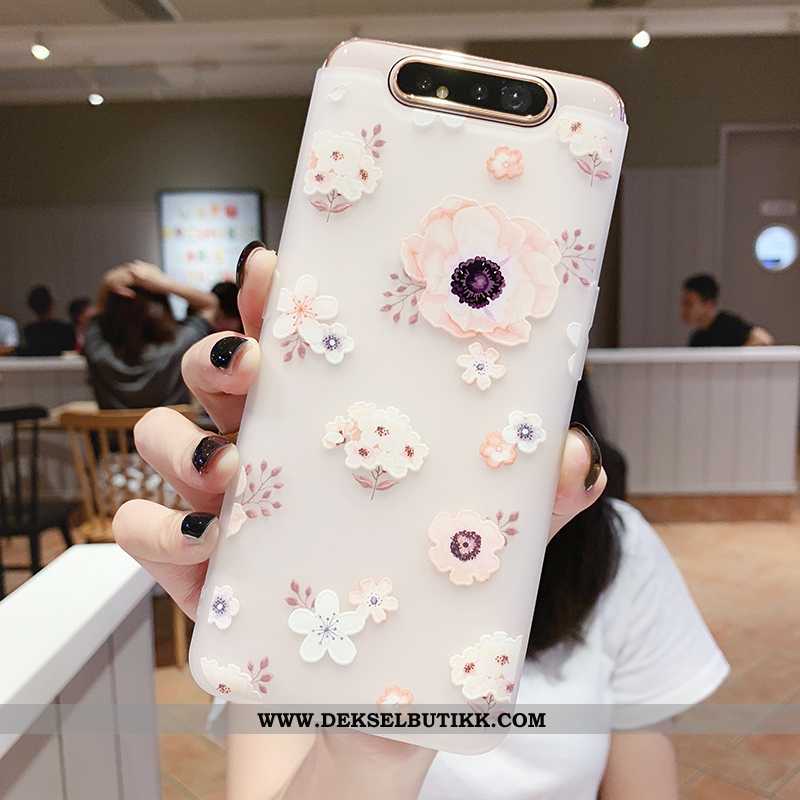 Deksel Samsung Galaxy A80 Myke Fugl Gjennomsiktig Blomster Hvitt, Etui Samsung Galaxy A80 Silikon Ra