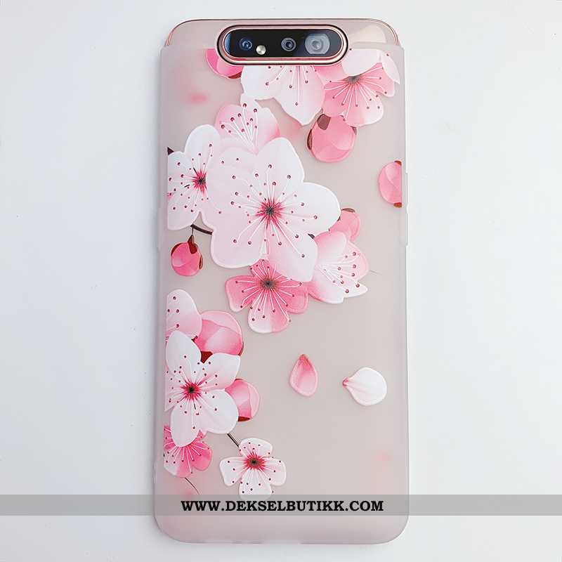 Deksel Samsung Galaxy A80 Myke Fugl Gjennomsiktig Blomster Hvitt, Etui Samsung Galaxy A80 Silikon Ra