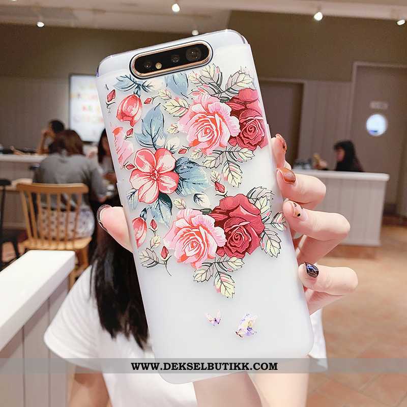 Deksel Samsung Galaxy A80 Myke Fugl Gjennomsiktig Blomster Hvitt, Etui Samsung Galaxy A80 Silikon Ra