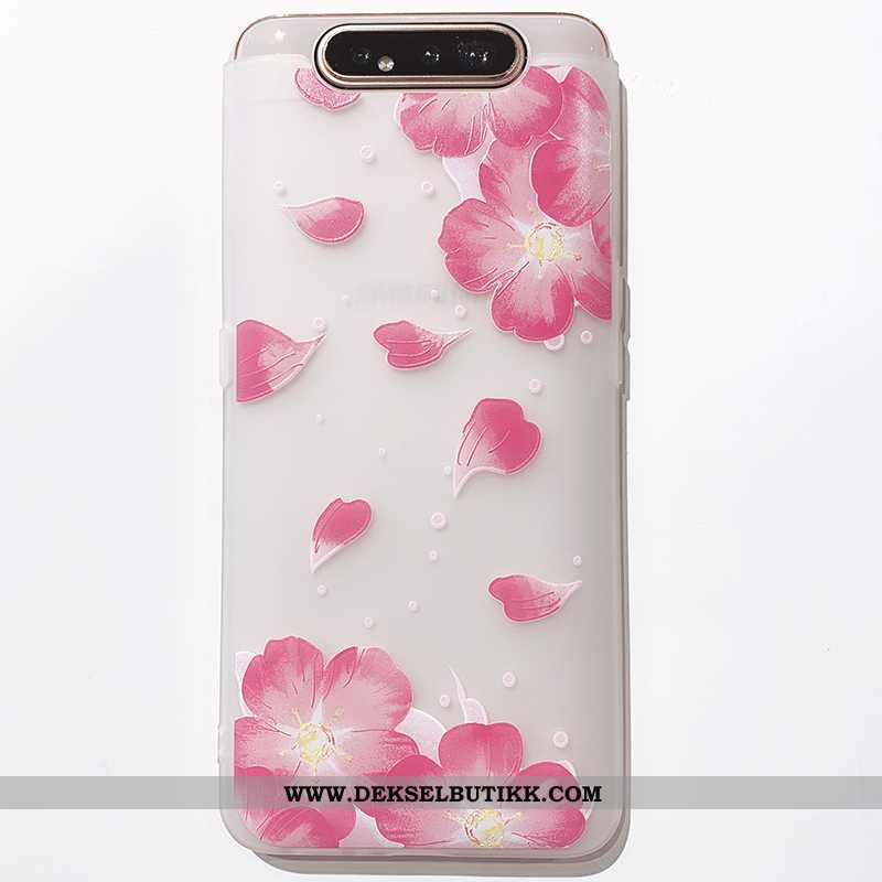 Deksel Samsung Galaxy A80 Myke Fugl Gjennomsiktig Blomster Hvitt, Etui Samsung Galaxy A80 Silikon Ra