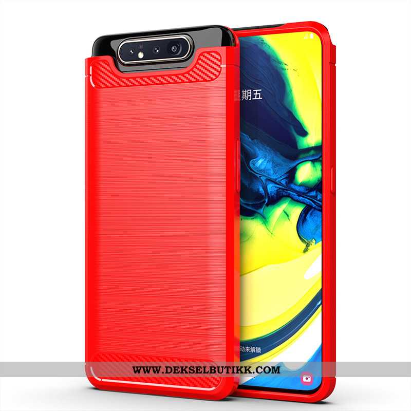 Deksel Samsung Galaxy A80 Silikon Anti-fall Rød Silke, Etui Samsung Galaxy A80 Beskyttelse Rabatt