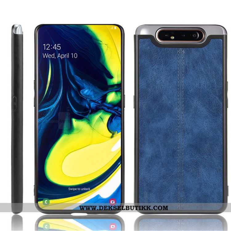 Deksel Samsung Galaxy A80 Skinn Lær Hard Anti-fall Svart, Etui Samsung Galaxy A80 Beskyttelse Billig