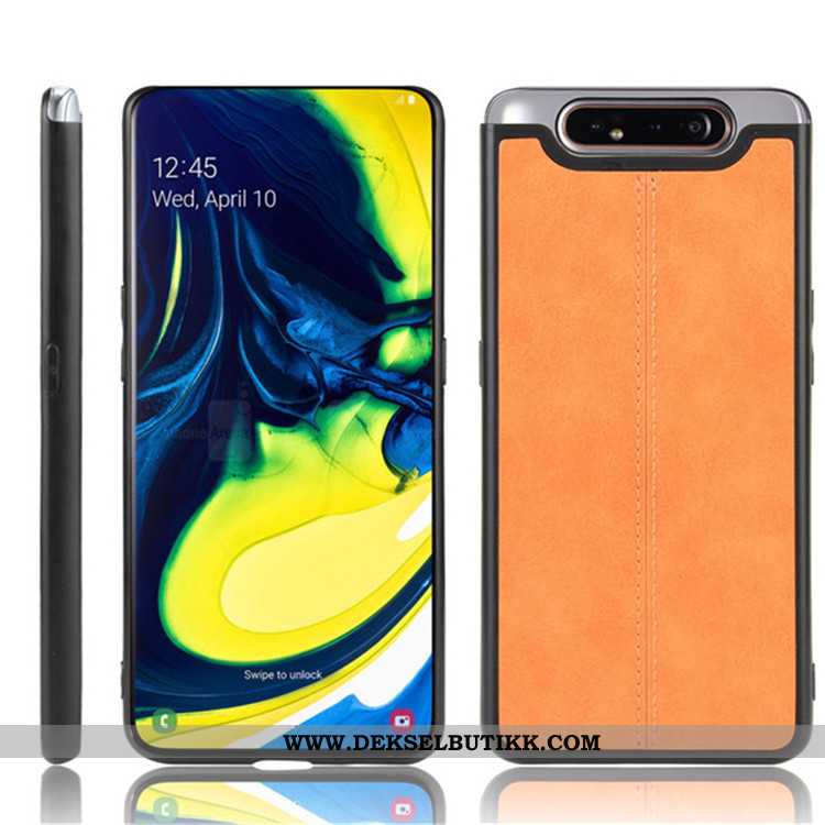 Deksel Samsung Galaxy A80 Skinn Lær Hard Anti-fall Svart, Etui Samsung Galaxy A80 Beskyttelse Billig