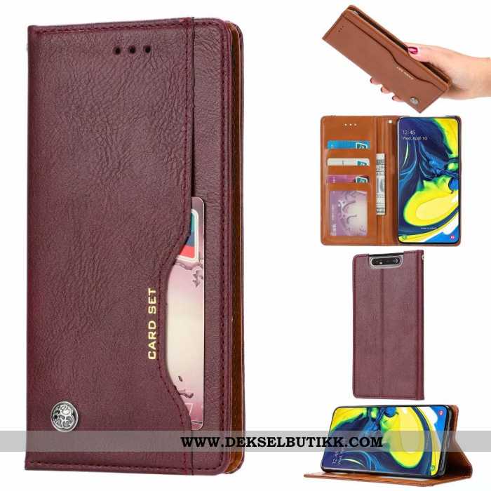 Deksel Samsung Galaxy A80 Skinndeksel Etui Anti-fall Beskyttelse Rød, Samsung Galaxy A80 Lommebok Kj