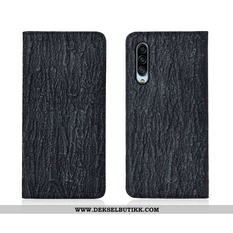 Deksel Samsung Galaxy A90 5g Skinn Lær Clamshell Skinn Anti-fall Grå, Etui Samsung Galaxy A90 5g Sil