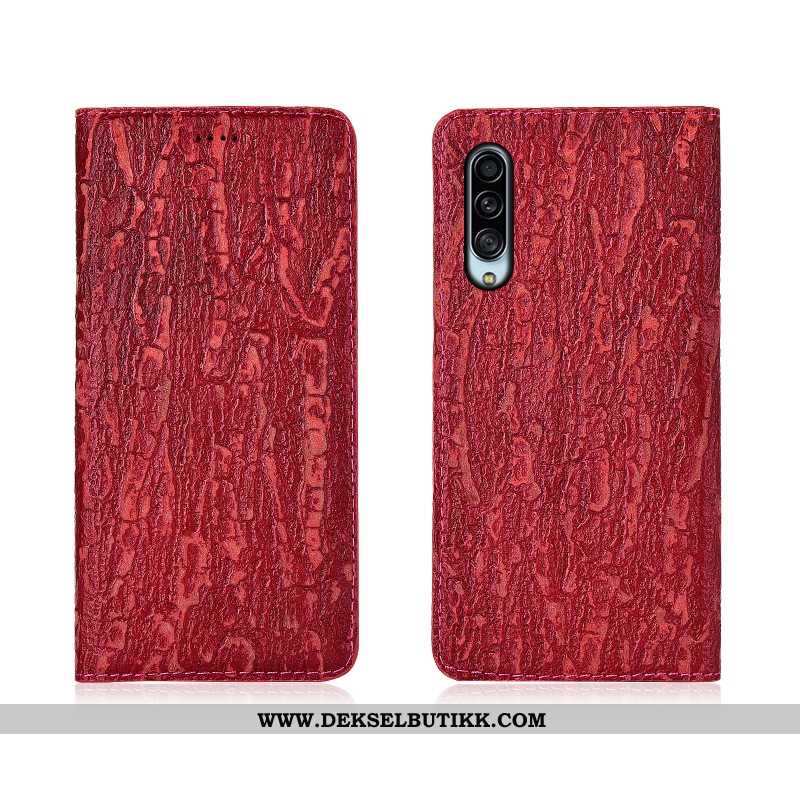 Deksel Samsung Galaxy A90 5g Skinn Lær Clamshell Skinn Anti-fall Grå, Etui Samsung Galaxy A90 5g Sil