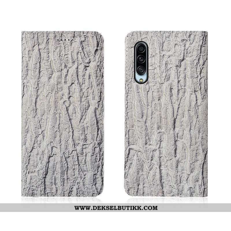 Deksel Samsung Galaxy A90 5g Skinn Lær Clamshell Skinn Anti-fall Grå, Etui Samsung Galaxy A90 5g Sil