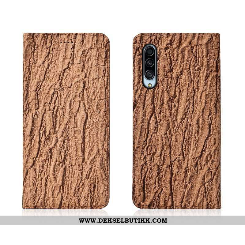 Deksel Samsung Galaxy A90 5g Skinn Lær Clamshell Skinn Anti-fall Grå, Etui Samsung Galaxy A90 5g Sil