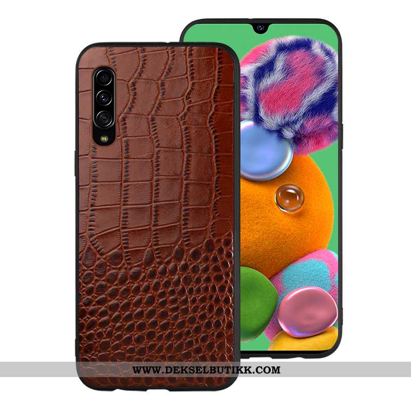 Deksel Samsung Galaxy A90 5g Skinndeksel Anti-fall Krokodille Trend Brun, Etui Samsung Galaxy A90 5g