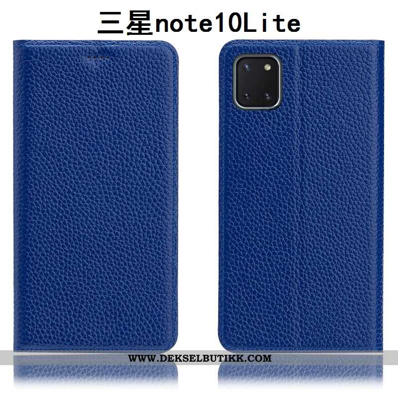 Deksel Samsung Galaxy Note 10 Lite Mønster Litchi Folio Mobiltelefon Mørkeblå, Etui Samsung Galaxy N