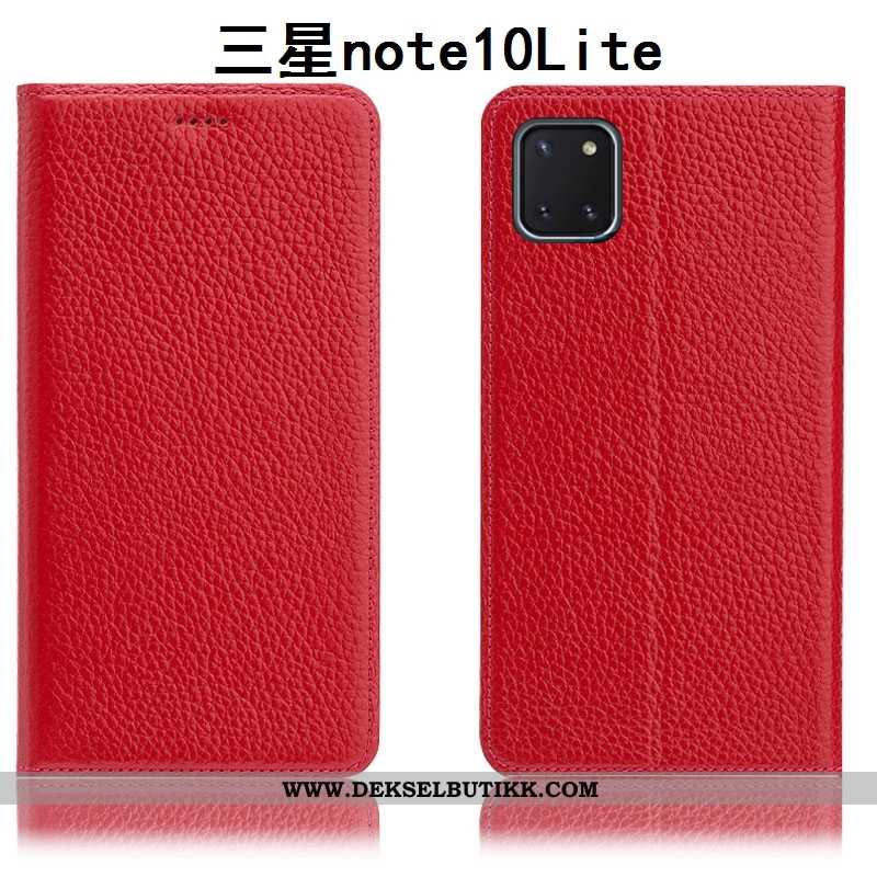 Deksel Samsung Galaxy Note 10 Lite Mønster Litchi Folio Mobiltelefon Mørkeblå, Etui Samsung Galaxy N