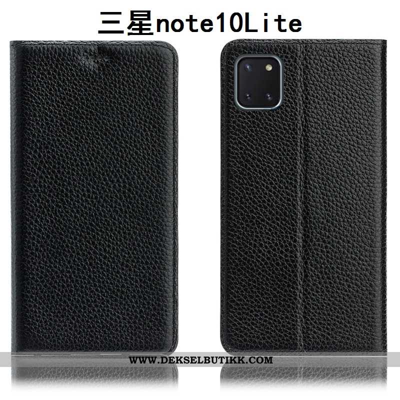 Deksel Samsung Galaxy Note 10 Lite Mønster Litchi Folio Mobiltelefon Mørkeblå, Etui Samsung Galaxy N