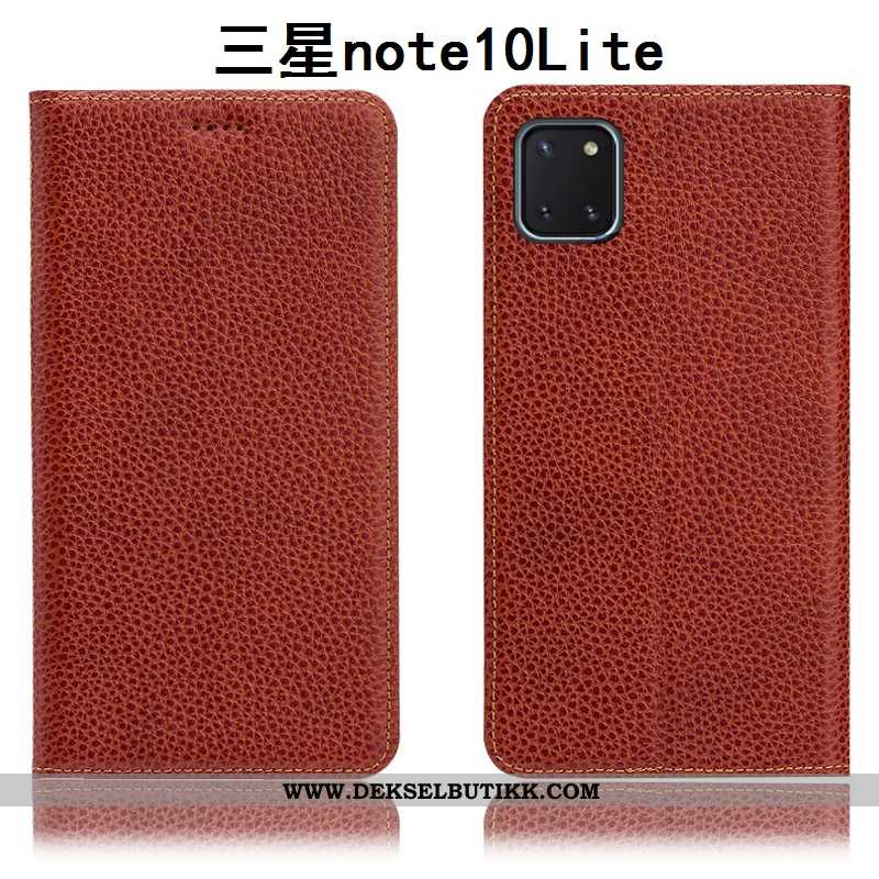 Deksel Samsung Galaxy Note 10 Lite Mønster Litchi Folio Mobiltelefon Mørkeblå, Etui Samsung Galaxy N