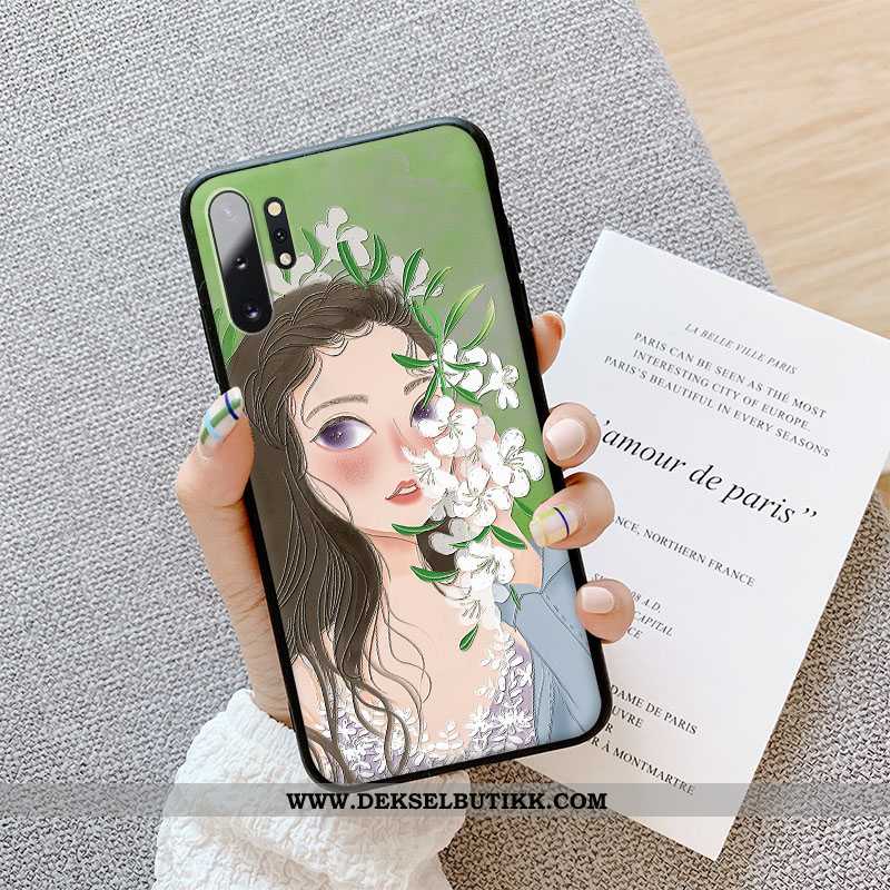 Deksel Samsung Galaxy Note 10+ Trend Blomster Grønn, Etui Samsung Galaxy Note 10+ Silikon Billige