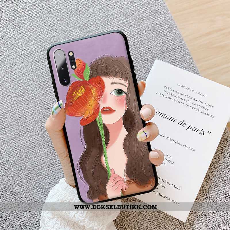 Deksel Samsung Galaxy Note 10+ Trend Blomster Grønn, Etui Samsung Galaxy Note 10+ Silikon Billige