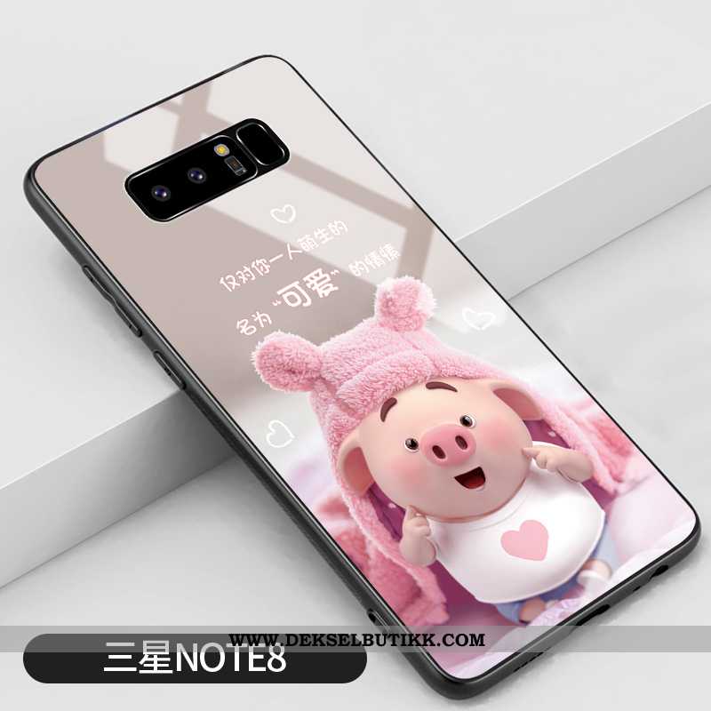 Deksel Samsung Galaxy Note 8 Beskyttelse Søt Net Red Stjernene Rosa, Etui Samsung Galaxy Note 8 Glas