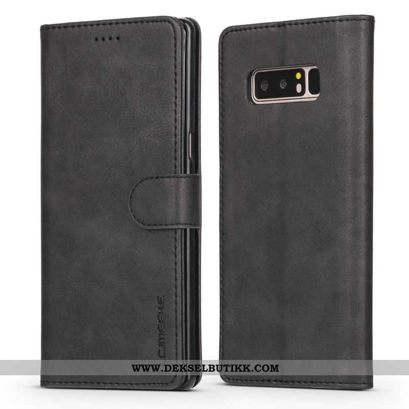 Deksel Samsung Galaxy Note 8 Skinn Lær Mobiltelefon Folio Anti-fall Brun, Etui Samsung Galaxy Note 8