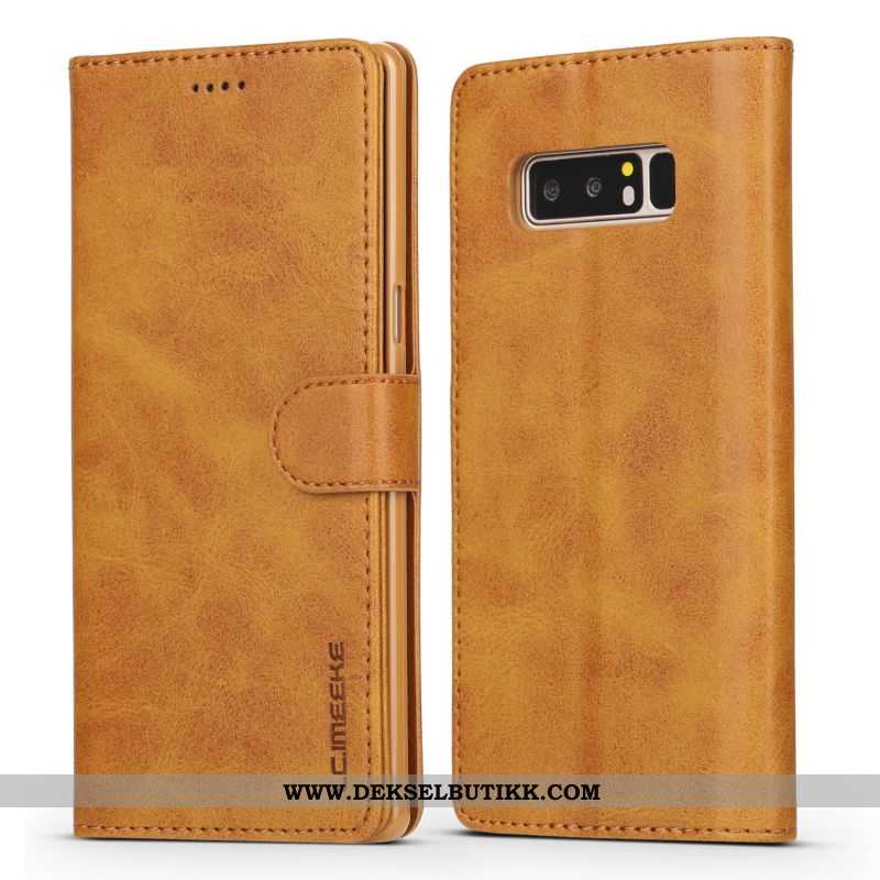 Deksel Samsung Galaxy Note 8 Skinn Lær Mobiltelefon Folio Anti-fall Brun, Etui Samsung Galaxy Note 8