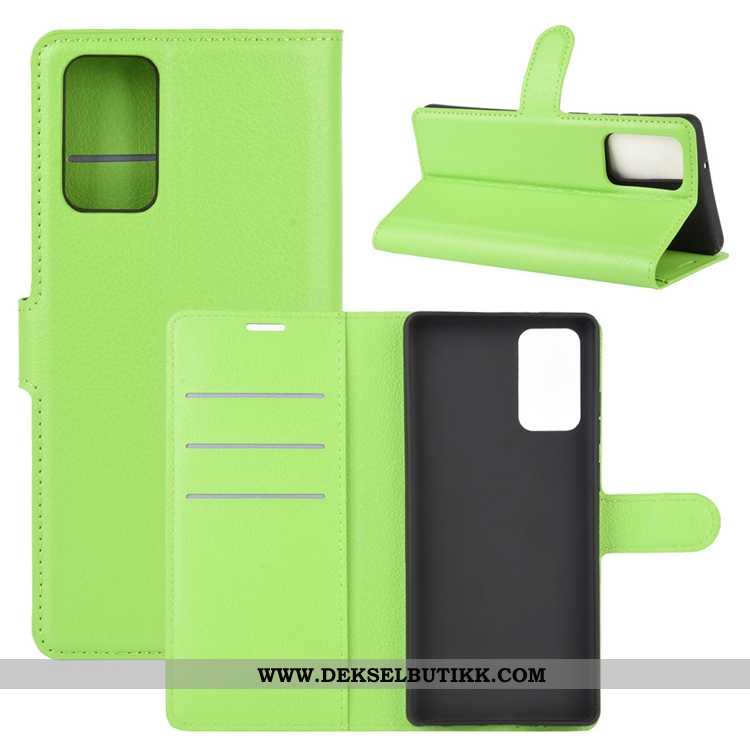 Deksel Samsung Galaxy Note20 Nubuck Sklisikre Grønn Kort, Etui Samsung Galaxy Note20 Skinndeksel Kjø