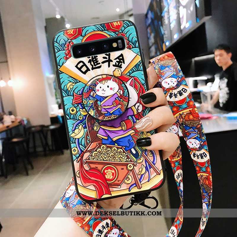 Deksel Samsung Galaxy S10+ Hengende Ornamenter Glass Kinesisk Stil Trend Rød, Etui Samsung Galaxy S1