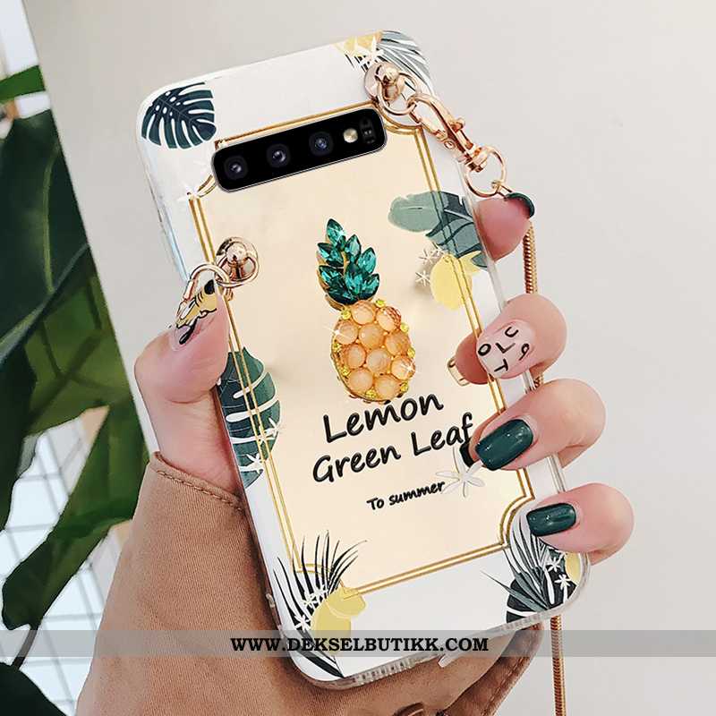 Deksel Samsung Galaxy S10 Hengende Ornamenter Med Strass Liten Kjede Gull, Etui Samsung Galaxy S10 T