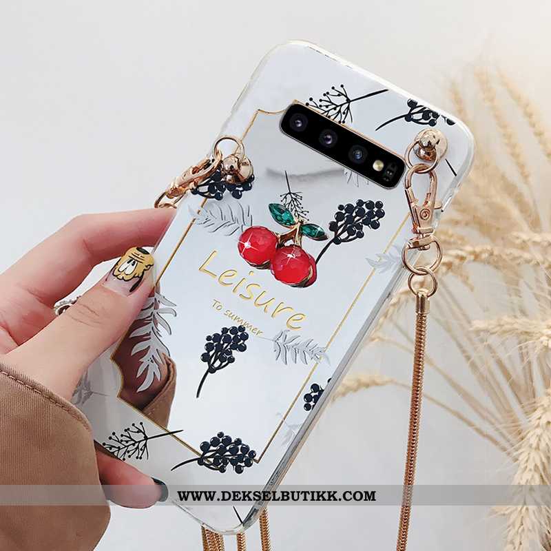 Deksel Samsung Galaxy S10 Hengende Ornamenter Med Strass Liten Kjede Gull, Etui Samsung Galaxy S10 T