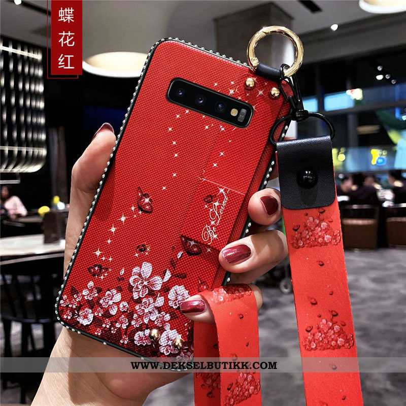 Deksel Samsung Galaxy S10 Silikon Mobiltelefon Net Red Stjernene Hvitt, Etui Samsung Galaxy S10 Besk