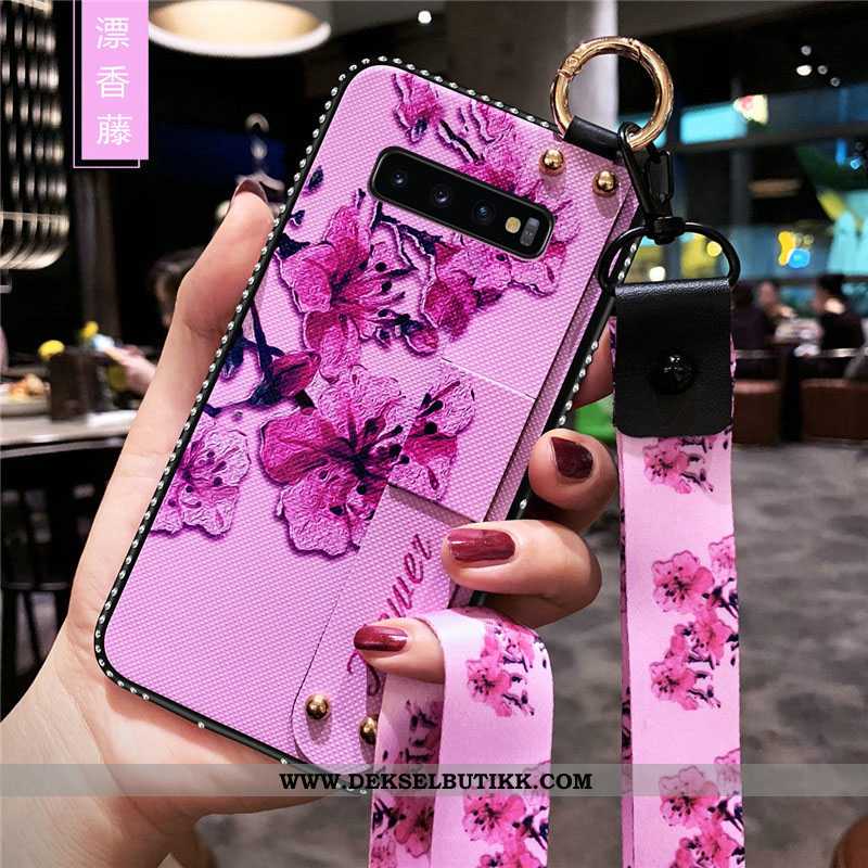 Deksel Samsung Galaxy S10 Silikon Mobiltelefon Net Red Stjernene Hvitt, Etui Samsung Galaxy S10 Besk