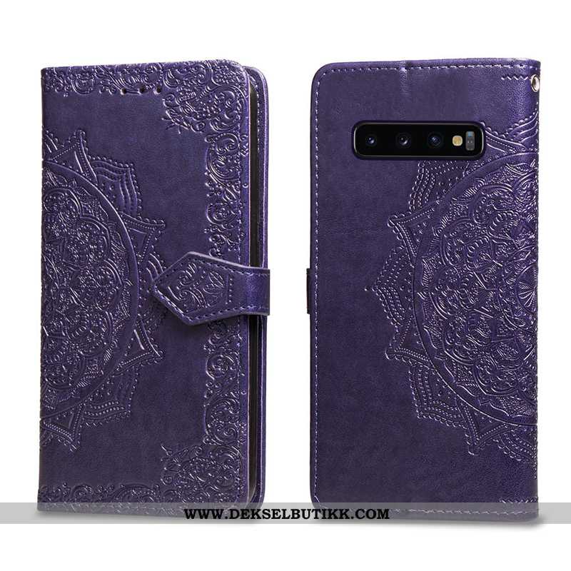 Deksel Samsung Galaxy S10+ Skinndeksel Alt Inkludert Folio Stjernene Lilla, Etui Samsung Galaxy S10+