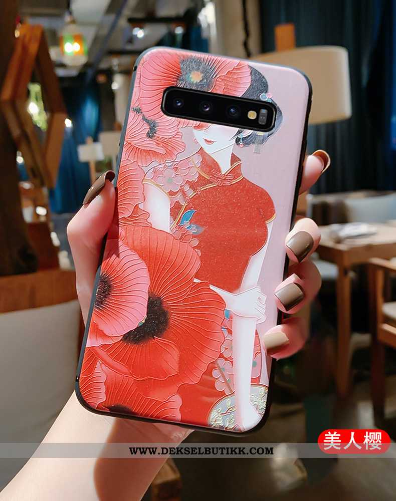 Deksel Samsung Galaxy S10 Vintage Etui Kinesisk Stil Alt Inkludert Rød, Samsung Galaxy S10 Ultra Til