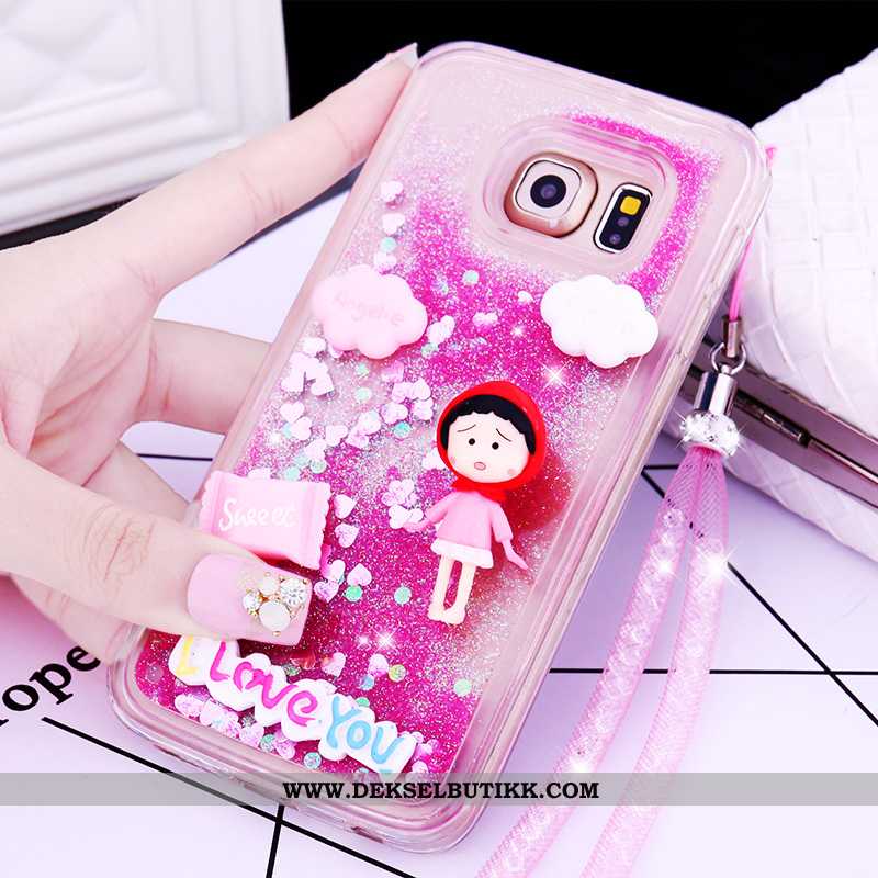 Deksel Samsung Galaxy S6 Cartoon Silikon Hengende Nakke Lilla, Etui Samsung Galaxy S6 Vakker Rabatt